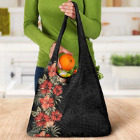 Hawaii Tropical Flowers Tribal Pattern Grocery Bag No6 LT9 - Polynesian Pride