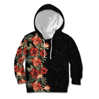 Hawaii Tropical Flowers Tribal Pattern Kid Hoodie No6 LT9 Hoodie Black - Polynesian Pride