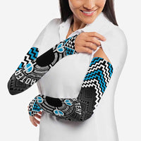 Personalised Aotearoa Niho Taniwha Motif Arm Sleeves Blue Style - Polynesian Pride