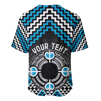 Personalised Aotearoa Niho Taniwha Motif Baseball Jersey Blue Style