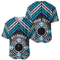 Personalised Aotearoa Niho Taniwha Motif Baseball Jersey Blue Style