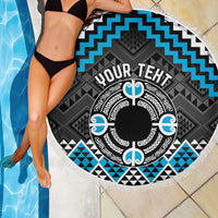 Personalised Aotearoa Niho Taniwha Motif Beach Blanket Blue Style LT9 - Polynesian Pride