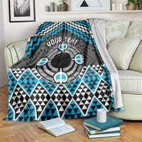 Personalised Aotearoa Niho Taniwha Motif Blanket Blue Style LT9 Blue - Polynesian Pride