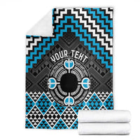 Personalised Aotearoa Niho Taniwha Motif Blanket Blue Style LT9 - Polynesian Pride