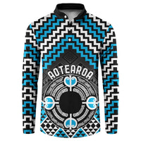 Personalised Aotearoa Niho Taniwha Motif Button Sweatshirt Blue Style LT9 Blue - Polynesian Pride