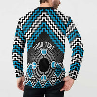 Personalised Aotearoa Niho Taniwha Motif Button Sweatshirt Blue Style LT9 - Polynesian Pride