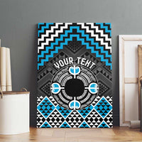 Personalised Aotearoa Niho Taniwha Motif Canvas Wall Art Blue Style LT9 - Polynesian Pride