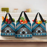 Personalised Aotearoa Niho Taniwha Motif Grocery Bag Blue Style LT9 3-pack One Size Blue - Polynesian Pride