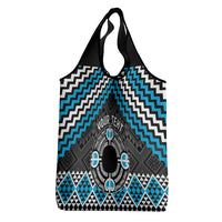 Personalised Aotearoa Niho Taniwha Motif Grocery Bag Blue Style LT9 - Polynesian Pride
