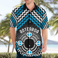 Personalised Aotearoa Niho Taniwha Motif Hawaiian Shirt Blue Style LT9 - Polynesian Pride