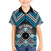 Personalised Aotearoa Niho Taniwha Motif Hawaiian Shirt Blue Style LT9 - Polynesian Pride