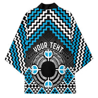 Personalised Aotearoa Niho Taniwha Motif Kimono Blue Style - Polynesian Pride