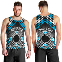 Personalised Aotearoa Niho Taniwha Motif Men Tank Top Blue Style LT9 - Polynesian Pride