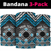 Personalised Aotearoa Niho Taniwha Motif Neck Gaiter Blue Style - Polynesian Pride