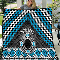 Personalised Aotearoa Niho Taniwha Motif Quilt Blue Style