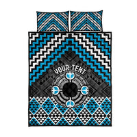 Personalised Aotearoa Niho Taniwha Motif Quilt Bed Set Blue Style LT9 - Polynesian Pride