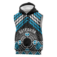 Personalised Aotearoa Niho Taniwha Motif Sleeveless Hoodie Blue Style - Polynesian Pride
