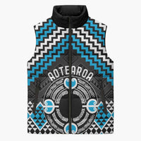 Personalised Aotearoa Niho Taniwha Motif Sleeveless Puffer Jacket Blue Style - Polynesian Pride