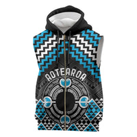 Personalised Aotearoa Niho Taniwha Motif Sleeveless Zip Hoodie Blue Style LT9 Blue - Polynesian Pride
