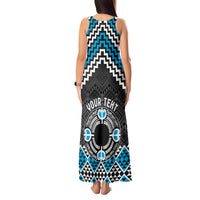 Personalised Aotearoa Niho Taniwha Motif Tank Maxi Dress Blue Style LT9 - Polynesian Pride