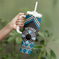 Personalised Aotearoa Niho Taniwha Motif Tumbler With Handle Blue Style LT9 - Polynesian Pride