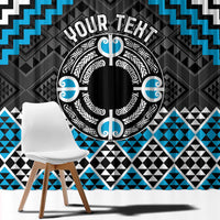 Personalised Aotearoa Niho Taniwha Motif Window Curtain Blue Style LT9 - Polynesian Pride