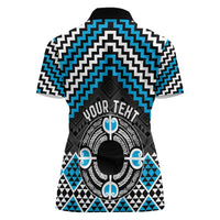 Personalised Aotearoa Niho Taniwha Motif Women Polo Shirt Blue Style