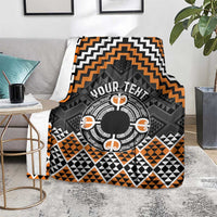 Personalised Aotearoa Niho Taniwha Motif Blanket Gold Style LT9 - Polynesian Pride