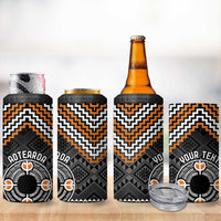 Personalised Aotearoa Niho Taniwha Motif 4 in 1 Can Cooler Tumbler Gold Style LT9 - Polynesian Pride