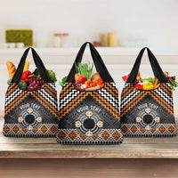 Personalised Aotearoa Niho Taniwha Motif Grocery Bag Gold Style LT9 3-pack One Size Gold - Polynesian Pride