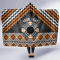 Personalised Aotearoa Niho Taniwha Motif Hooded Blanket Gold Style LT9 One Size Gold - Polynesian Pride