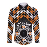 Personalised Aotearoa Niho Taniwha Motif Long Sleeve Button Shirt Gold Style LT9 Unisex Gold - Polynesian Pride