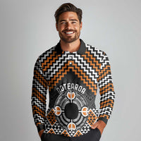 Personalised Aotearoa Niho Taniwha Motif Long Sleeve Polo Shirt Gold Style