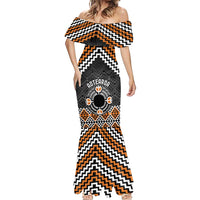 Personalised Aotearoa Niho Taniwha Motif Mermaid Dress Gold Style