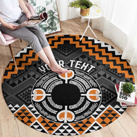Personalised Aotearoa Niho Taniwha Motif Round Carpet Gold Style
