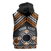 Personalised Aotearoa Niho Taniwha Motif Sleeveless Zip Hoodie Gold Style - Polynesian Pride