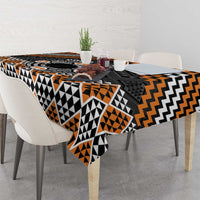 Personalised Aotearoa Niho Taniwha Motif Tablecloth Gold Style LT9 - Polynesian Pride