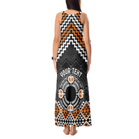 Personalised Aotearoa Niho Taniwha Motif Tank Maxi Dress Gold Style LT9 - Polynesian Pride