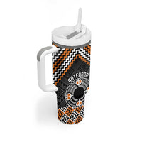 Personalised Aotearoa Niho Taniwha Motif Tumbler With Handle Gold Style LT9 - Polynesian Pride