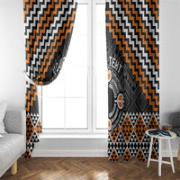 Personalised Aotearoa Niho Taniwha Motif Window Curtain Gold Style LT9 - Polynesian Pride