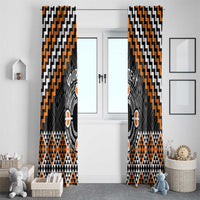 Personalised Aotearoa Niho Taniwha Motif Window Curtain Gold Style LT9 - Polynesian Pride