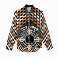 Personalised Aotearoa Niho Taniwha Motif Women Casual Shirt Gold Style