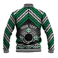 Personalised Aotearoa Niho Taniwha Motif Baseball Jacket Green Style LT9 - Polynesian Pride