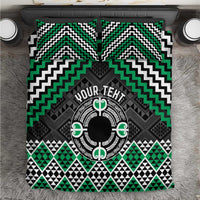 Personalised Aotearoa Niho Taniwha Motif Bedding Set Green Style