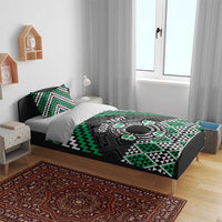Personalised Aotearoa Niho Taniwha Motif Bedding Set Green Style