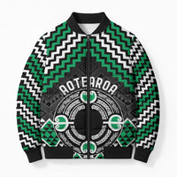 Personalised Aotearoa Niho Taniwha Motif Bomber Puffer Jacket Green Style - Polynesian Pride