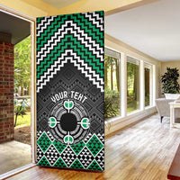 Personalised Aotearoa Niho Taniwha Motif Door Cover Green Style - Polynesian Pride
