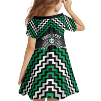 Personalised Aotearoa Niho Taniwha Motif Family Matching Tank Maxi Dress and Hawaiian Shirt Green Style