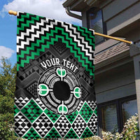 Personalised Aotearoa Niho Taniwha Motif Garden Flag Green Style LT9 - Polynesian Pride