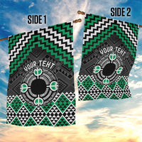 Personalised Aotearoa Niho Taniwha Motif Garden Flag Green Style LT9 - Polynesian Pride